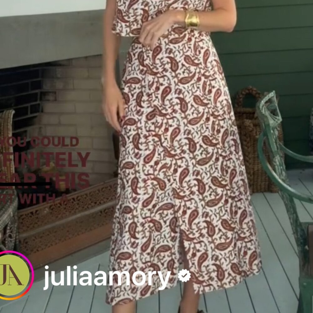 NWT Julia Amory Park Avenue Long Skirt in Turkish Paisley Size Small